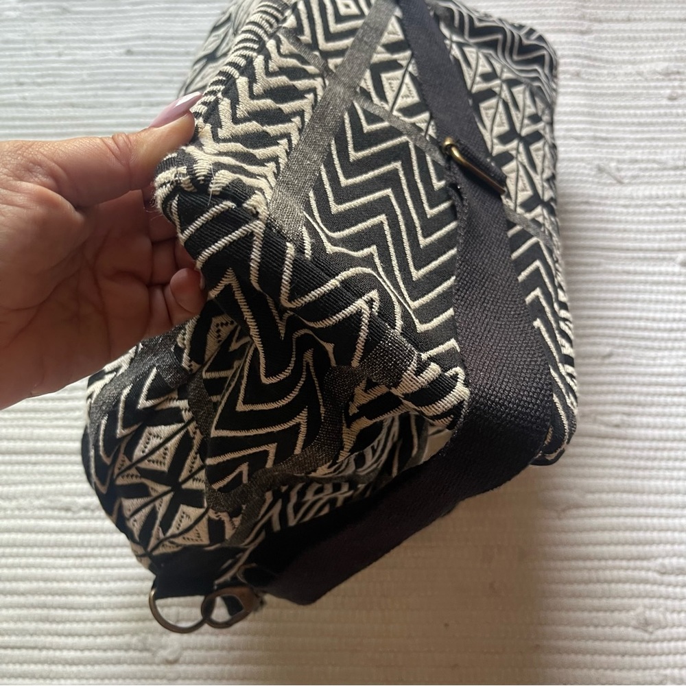 WORLD MARKET Boho Weekender Duffel Bag Black White Cotton Travel - Picture 7 of 13